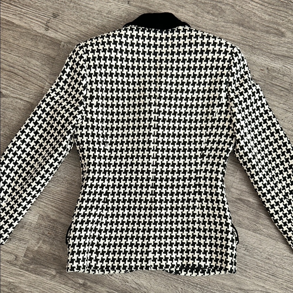 Paul Alexander Houndstooth Blazer Velvet Collar Wool Jacket Size 4 - Picture 6 of 8